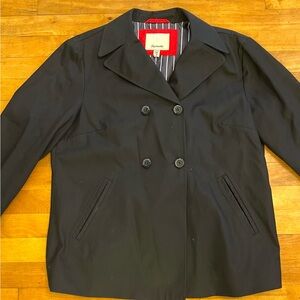 FACONNABLE Black Cotton Peacoat Cotton, Beautiful Lining - LARGE